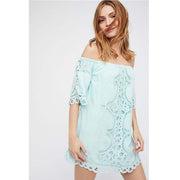 Free People Battenburg Bardot Mini Dress M