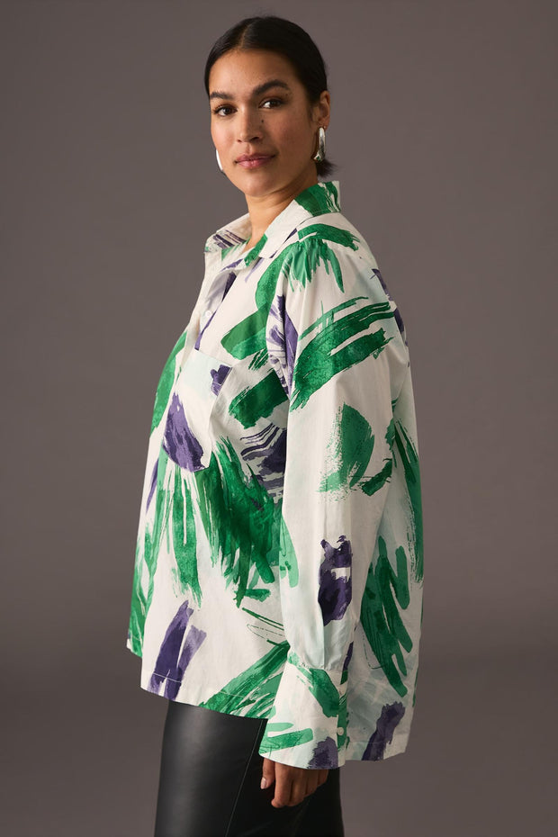 Maeve Anthropologie Printed Buttondown Shirt Top S
