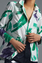 Maeve Anthropologie Printed Buttondown Shirt Top S