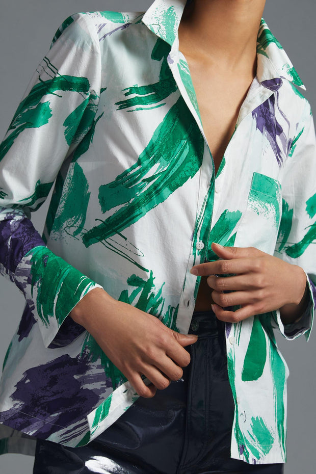 Maeve Anthropologie Printed Buttondown Shirt Top S