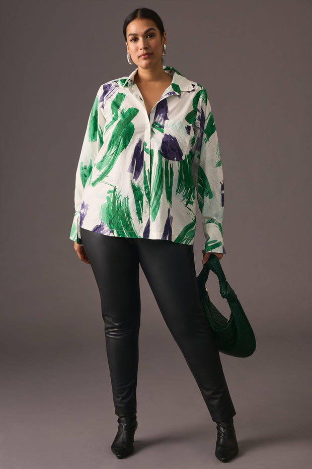 Maeve Anthropologie Printed Buttondown Shirt Top S
