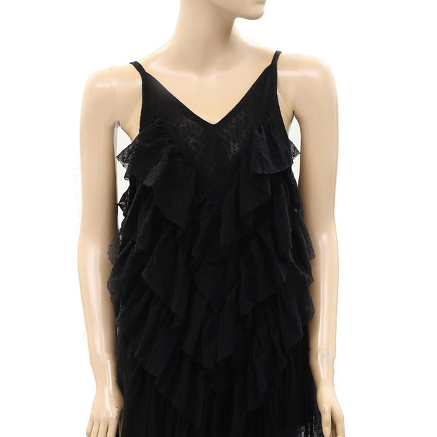 Free People Ruffle Swiss Dot Tunic Tank Top S