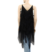 Free People Ruffle Swiss Dot Tunic Tank Top S