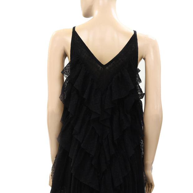 Free People Ruffle Swiss Dot Tunic Tank Top S