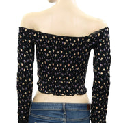 Pins & Needles Urban Outfitters Smocked Long Sleeve Bardot Cropped Top XL