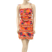 Farm Rio Anthropologie Coral Summer Sun Mini Dress XXS