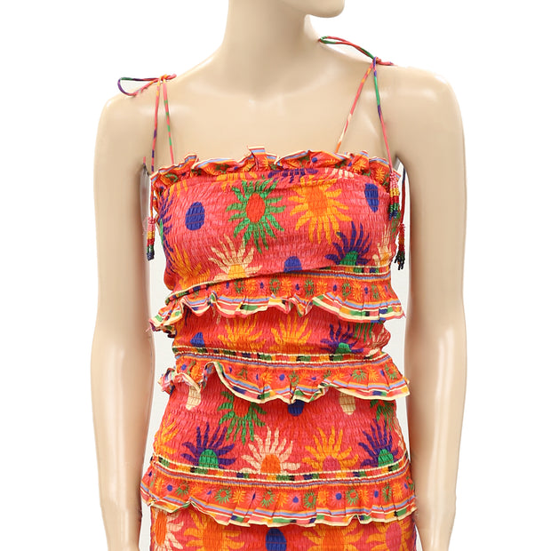 Farm Rio Anthropologie Coral Summer Sun Mini Dress XXS