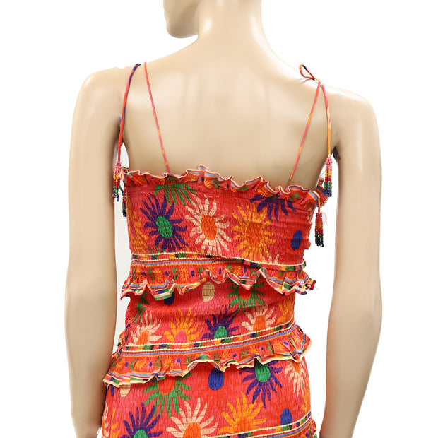 Farm Rio Anthropologie Coral Summer Sun Mini Dress XXS