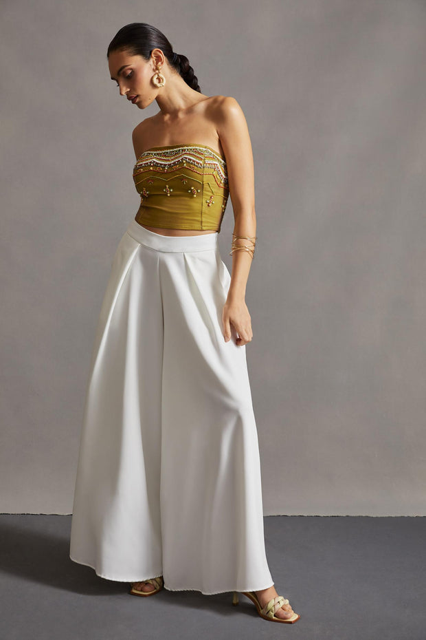 By Anthropologie Embroidered & Beaded Tube Blouse Top