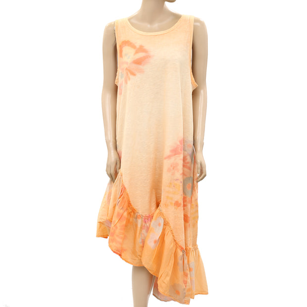 Daily Practice by Anthropologie Printed Asymmetrical Ruffle-Hem Dress