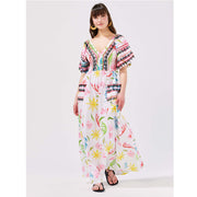 Hayley Menzies Sun Wink Embellished Kimono Sleeve Cotton Maxi Dress XL