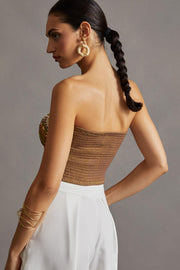 By Anthropologie Embroidered & Beaded Tube Blouse Top