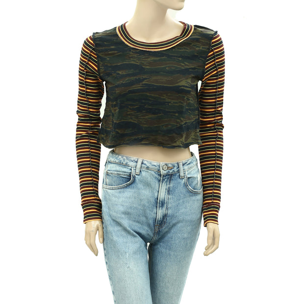 BDG Urban Outfitters Seb Spliced Long Sleeve Tee Cropped Top M