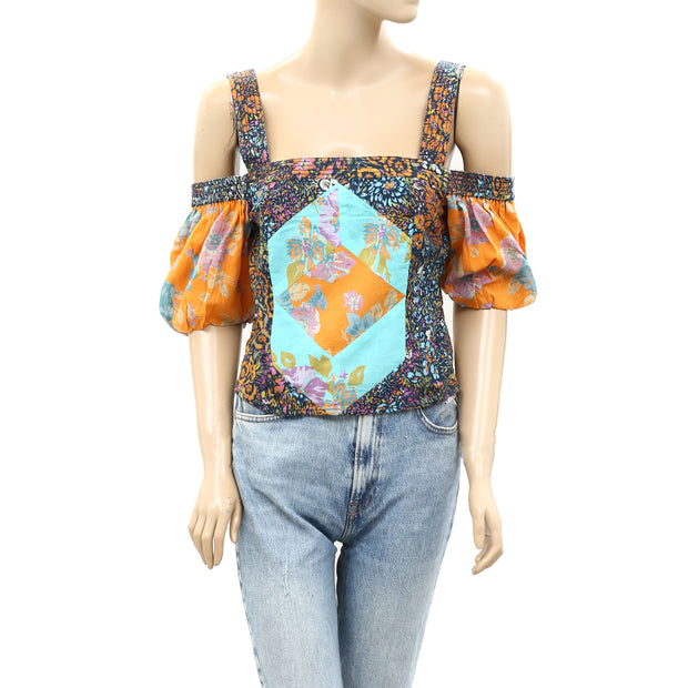 Love The Label Anthropologie Patchwork Cropped Tank Top S