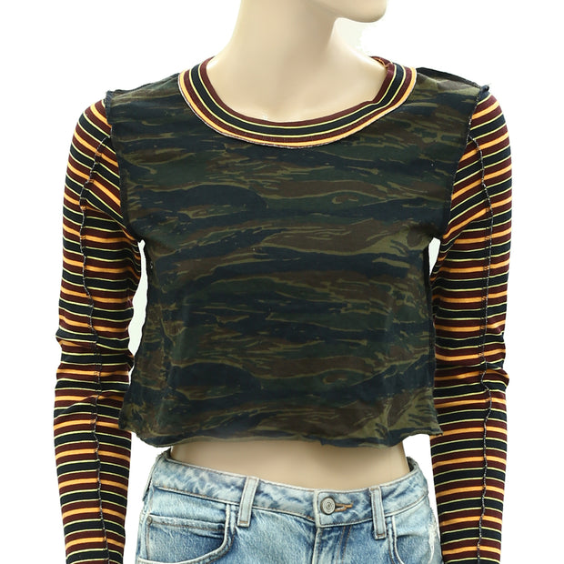BDG Urban Outfitters Seb Spliced Long Sleeve Tee Cropped Top M