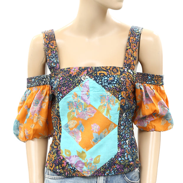 Love The Label Anthropologie Patchwork Cropped Tank Top S