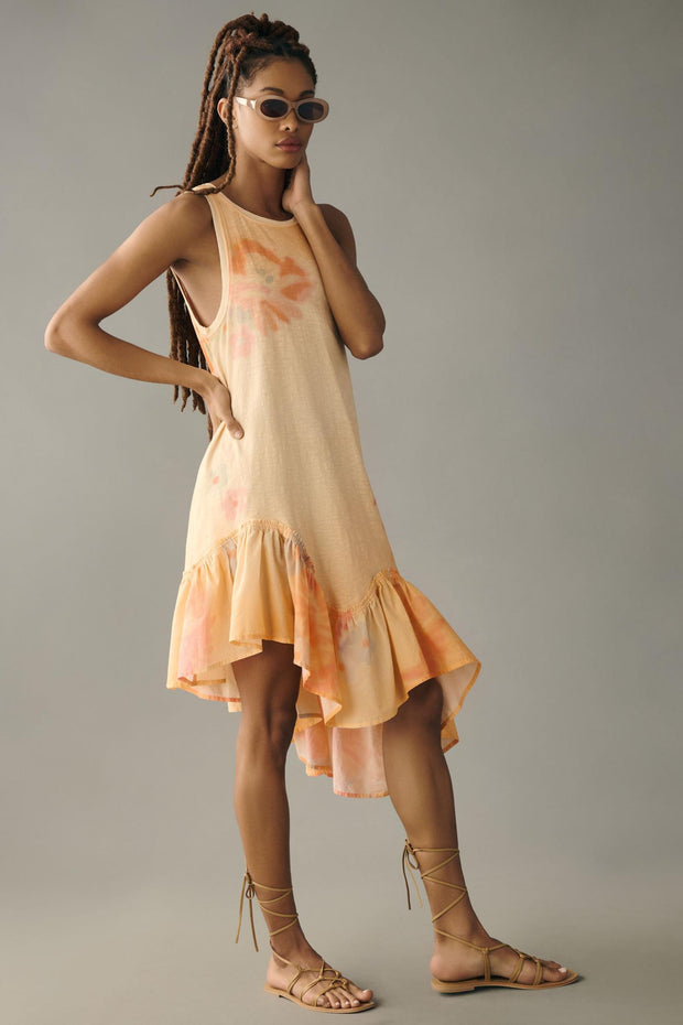 Daily Practice by Anthropologie Printed Asymmetrical Ruffle-Hem Dress