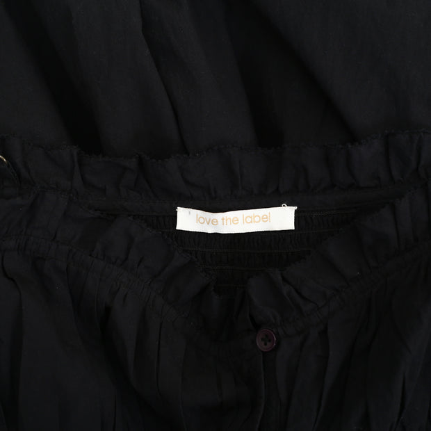 Love The Label Anthropologie Solid Smocked Ruffle Maxi Dress S