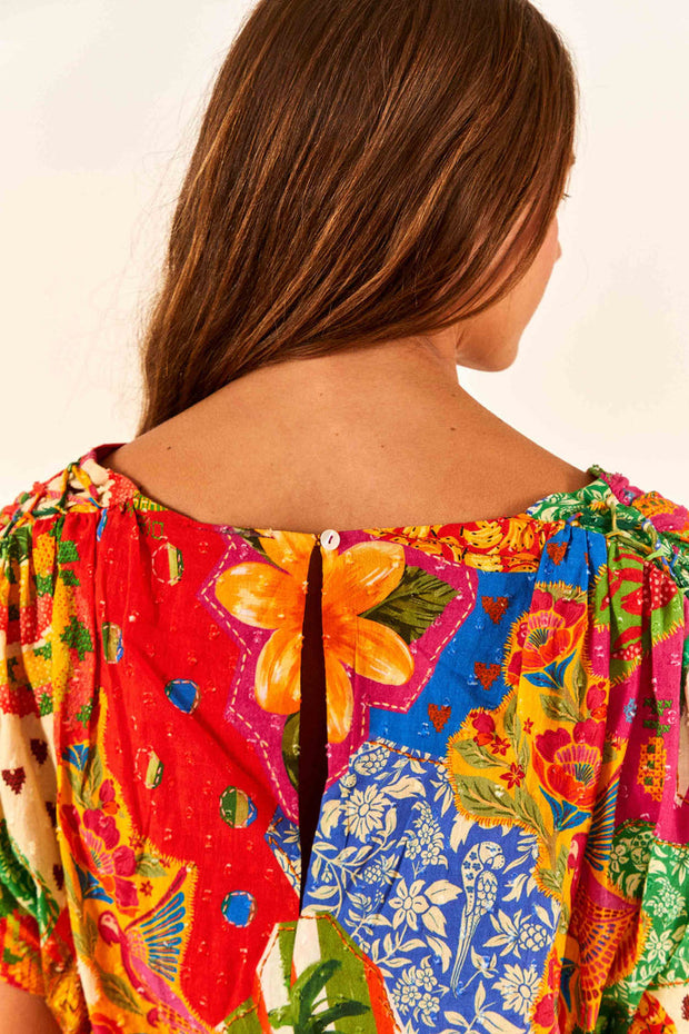Farm Rio Anthropologie Sunny Mix Mini Dress S