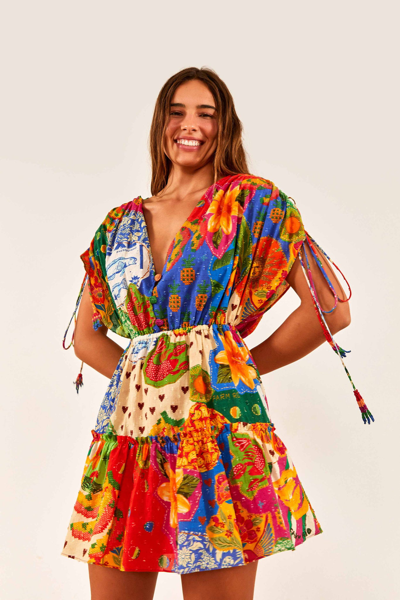 Farm Rio Anthropologie Sunny Mix Mini Dress S