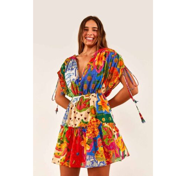 Farm Rio Anthropologie Sunny Mix Mini Dress S