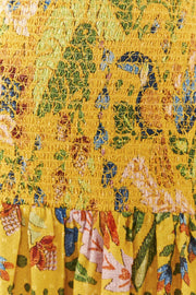 Farm Rio Anthropologie Yellow Summer Garden Mini Skirt XL