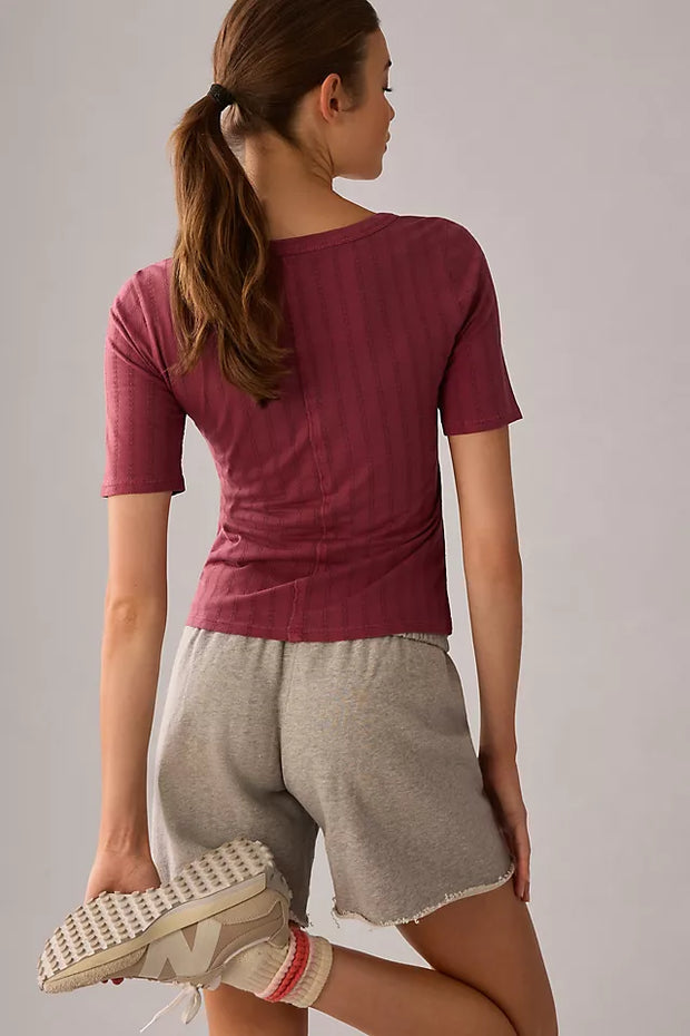 Anthropologie Pilcro Pointelle Scoop-Neck Tee Blouse Top