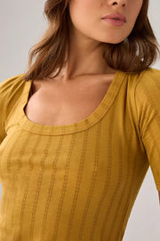 Anthropologie Pilcro Pointelle Scoop-Neck Tee Blouse Top
