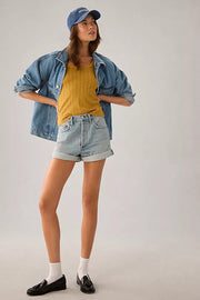 Anthropologie Pilcro Pointelle Scoop-Neck Tee Blouse Top