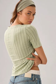 Anthropologie Pilcro Pointelle Scoop-Neck Tee Blouse Top