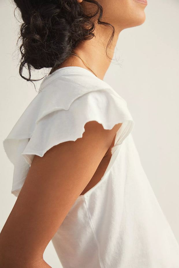 Maeve Anthropologie Catie Ruffle-Sleeved Tee Blouse Top L