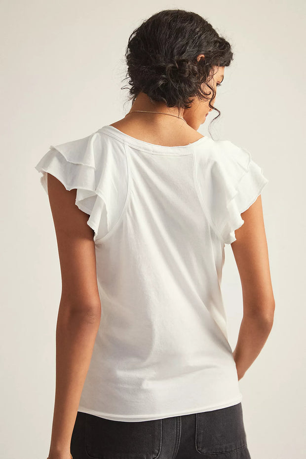 Maeve Anthropologie Catie Ruffle-Sleeved Tee Blouse Top L