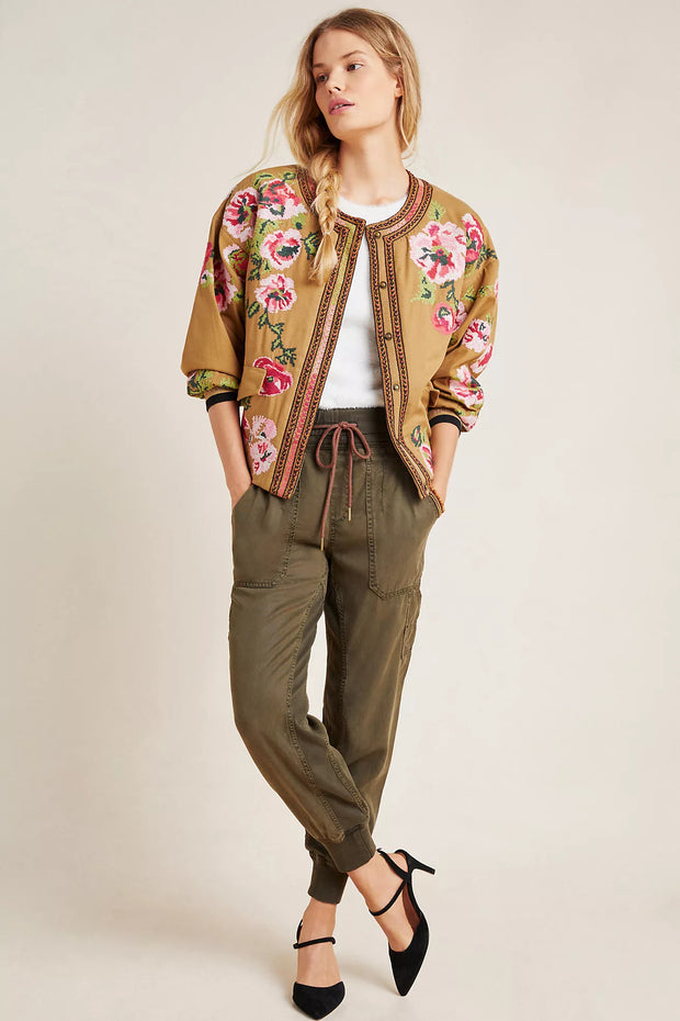 Anthropologie Maeve Needlepoint Bomber Jacket Top S