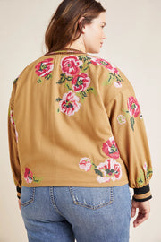Anthropologie Maeve Needlepoint Bomber Jacket Top S