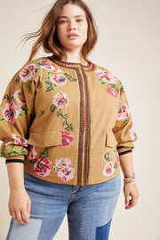 Anthropologie Maeve Needlepoint Bomber Jacket Top S