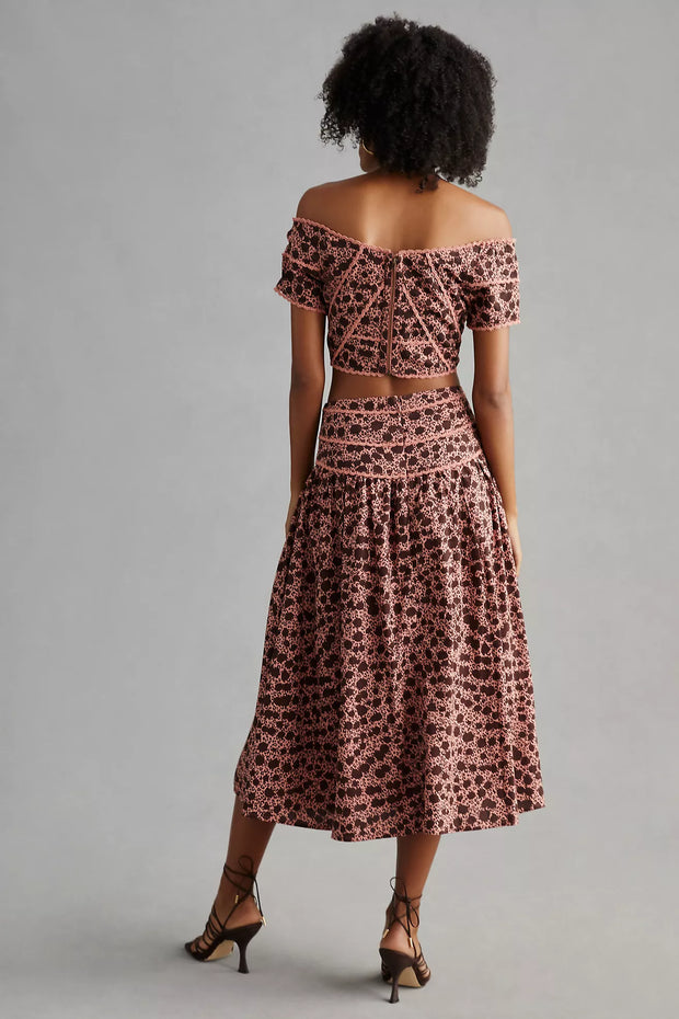 By Anthropologie Crochet Lace Midi Skirt XS