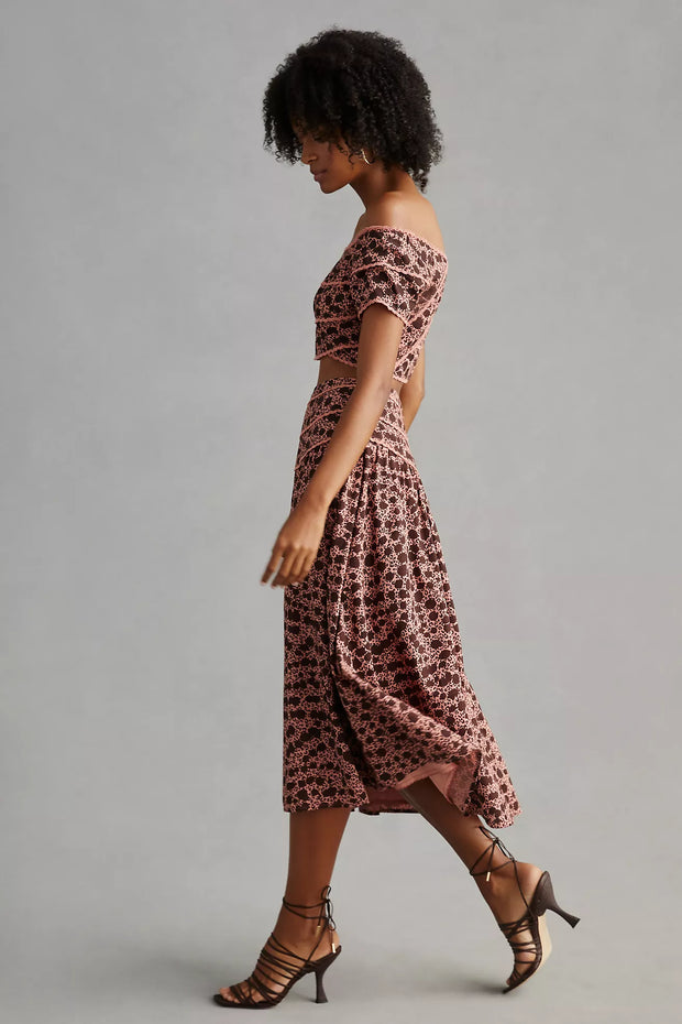 By Anthropologie Crochet Lace Midi Skirt XS