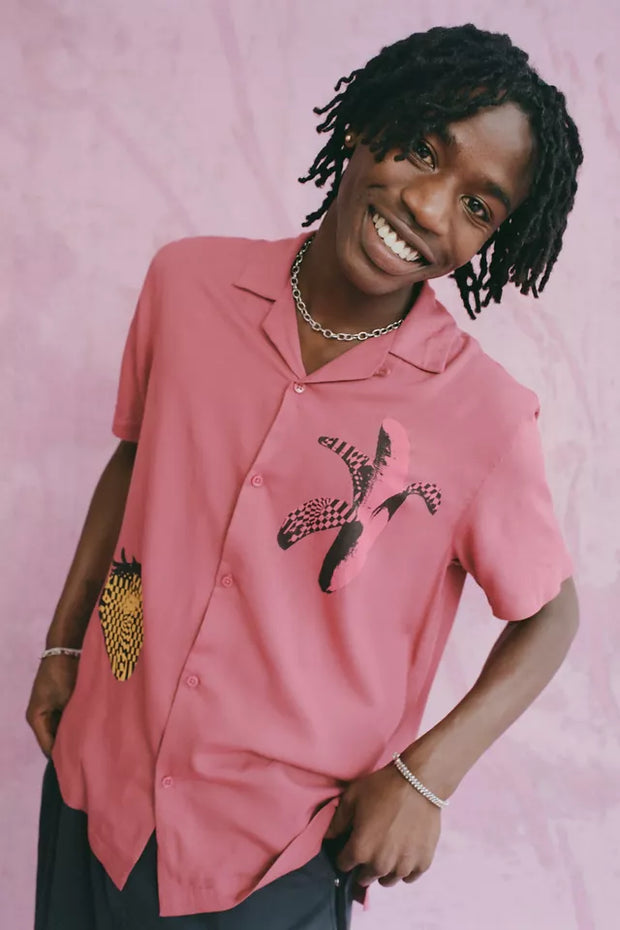 Urban Outfitters UO Buttondown Pop Art Graphic Camp Collar Shirt Men's M