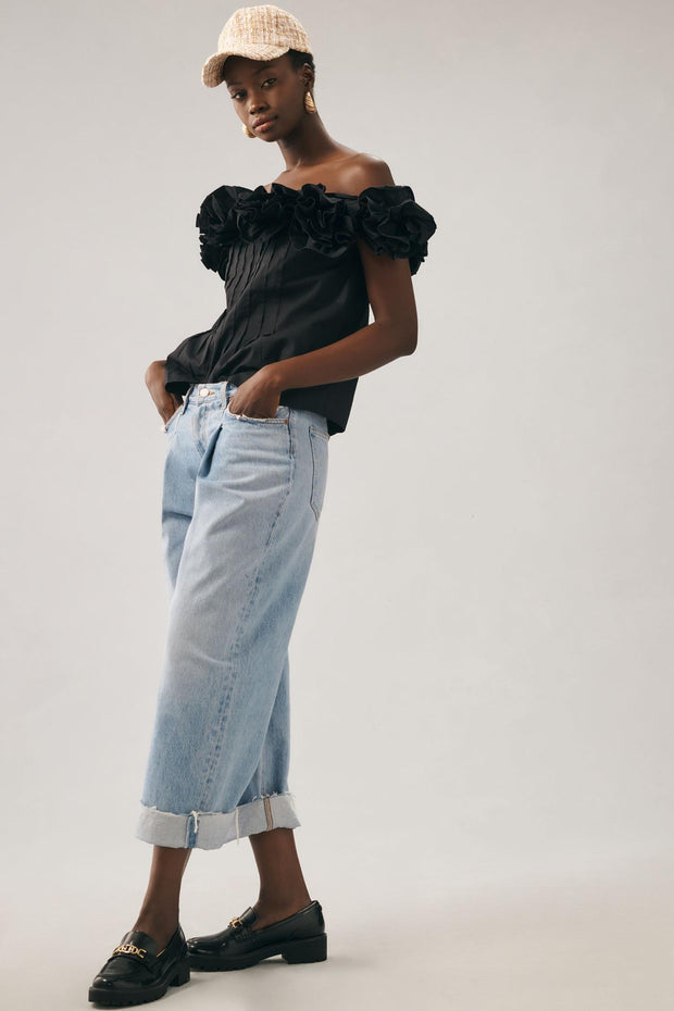Maeve Anthropologie Ruffled Off-The-Shoulder Blouse Top S