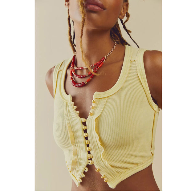 Free People Mabel Tank Buttondown Cropped Blouse Top