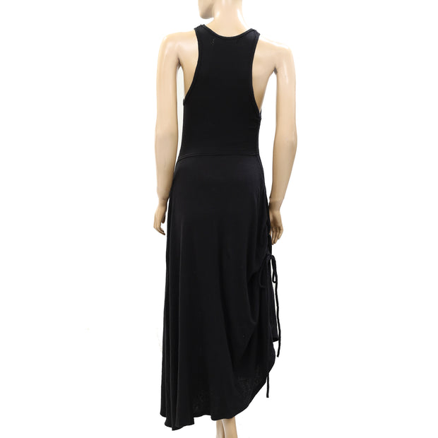Free People FP Beach Solid Black Midi Dress XS
