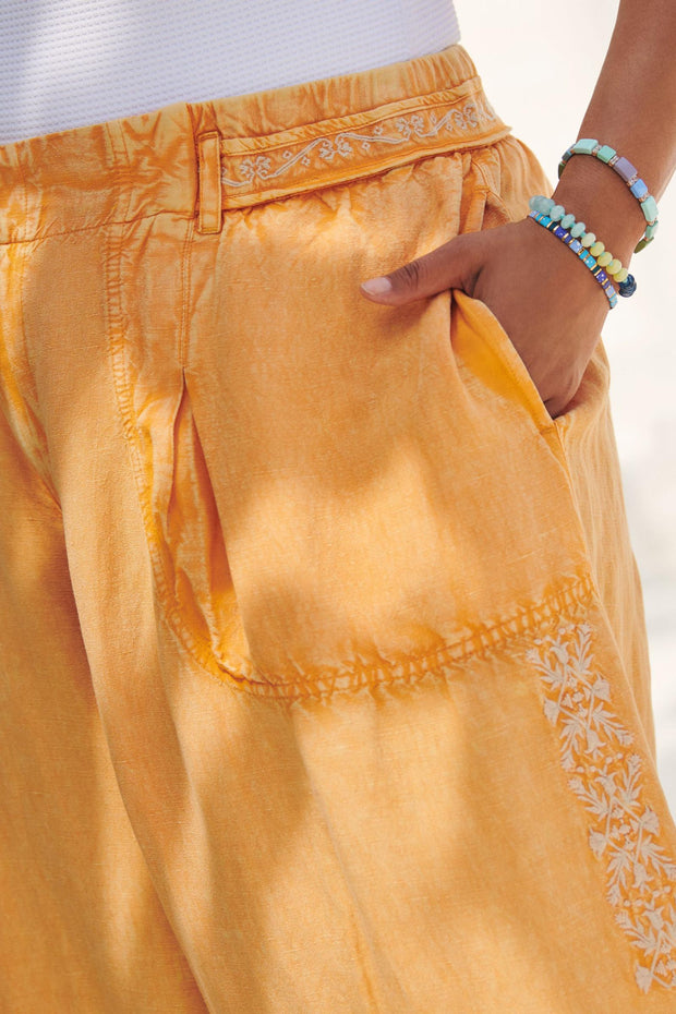 By Anthropologie Embroidered Parachute Pants L