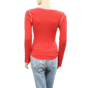 BDG Urban Outfitters Emme Thermal Seamed Blouse Top S