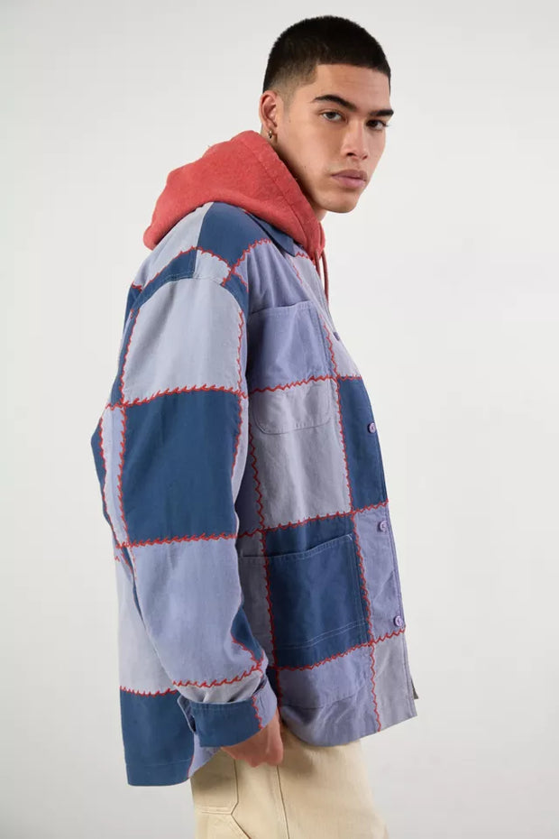 Urban Outfitters UO Patchwork Blanket Stitch Chore Shirt Jacket Men's M