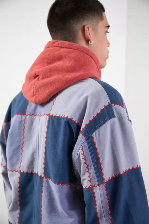 Urban Outfitters UO Patchwork Blanket Stitch Chore Shirt Jacket Men's M