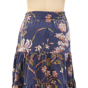 Love The Label Anthropologie Floral Print Ruffle Midi Skirt L