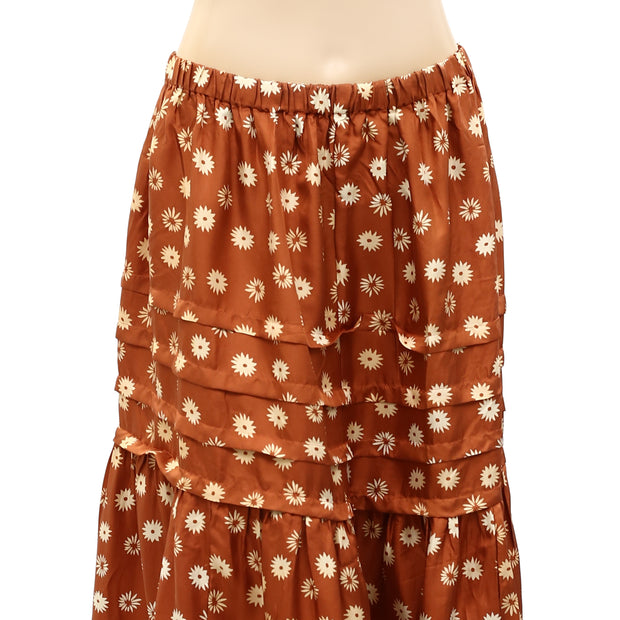 The Great The Frontier Silk Floral Printed Midi Skirt M