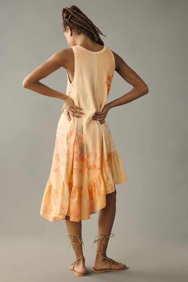 Daily Practice by Anthropologie Printed Asymmetrical Ruffle-Hem Dress