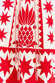 Farm Rio Anthropologie Red Tropical Cutwork Mini Dress S