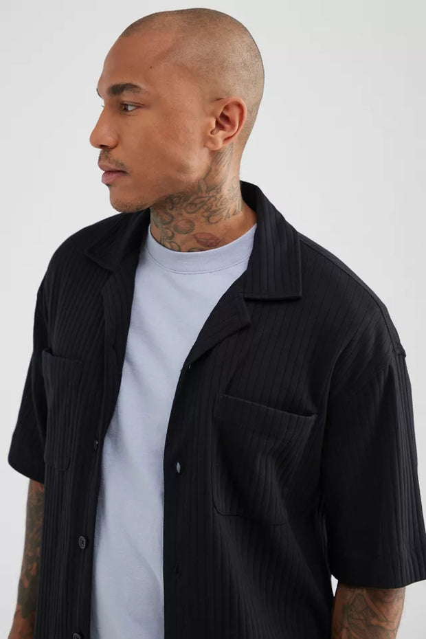 Urban Outfitters UO Standard Cloth Logan Ribbed Cropped Shirt Men's